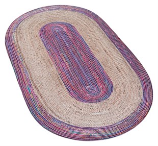 Jüt Kilim Modern Makine Dokuma Oval Halı 