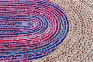 Jüt Kilim Modern Makine Dokuma Oval Halı 