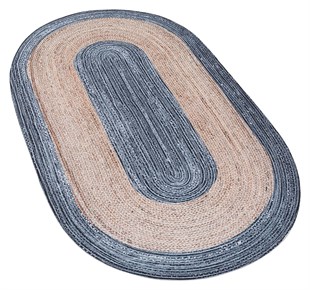 Jüt Kilim Modern Makine Dokuma Oval Halı 