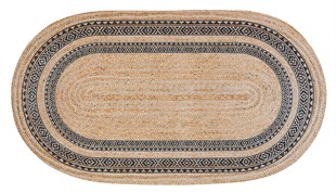Baskılı Motifli Kilim Yıkanabilir Makine Dokuma JÜT BASKILI OVAL 001