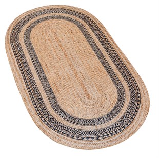 Baskılı Motifli Kilim Yıkanabilir Makine Dokuma JÜT BASKILI OVAL 001