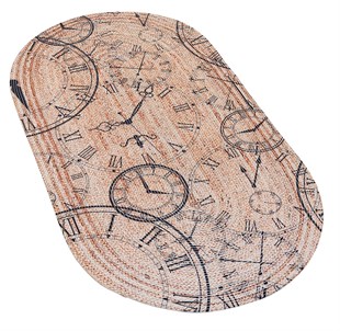 Baskılı Motifli Kilim Yıkanabilir Makine Dokuma JÜT BASKILI OVAL 003