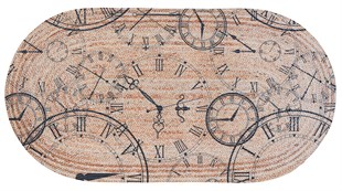 Baskılı Motifli Kilim Yıkanabilir Makine Dokuma JÜT BASKILI OVAL 003