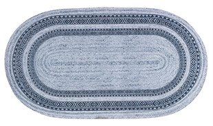 Baskılı Motifli Kilim Yıkanabilir Makine Dokuma JÜT BASKILI OVAL 007