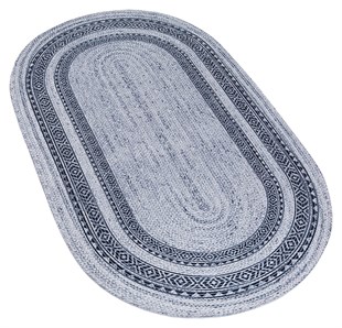 Baskılı Motifli Kilim Yıkanabilir Makine Dokuma JÜT BASKILI OVAL 007