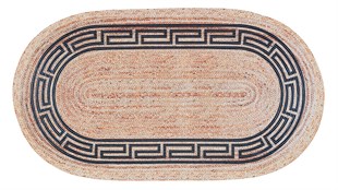 Baskılı Motifli Kilim Yıkanabilir Makine Dokuma JÜT BASKILI OVAL 008