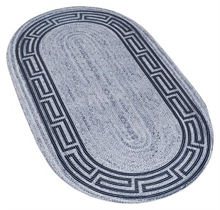 Baskılı Motifli Kilim Yıkanabilir Makine Dokuma JÜT BASKILI OVAL 009