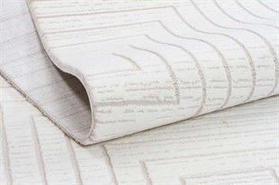 Modern Desenli Makine Dokuma Halı Beyaz Naz01 Beyaz