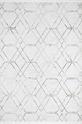 Modern Desenli Makine Dokuma Halı Gri Naz02 Gri