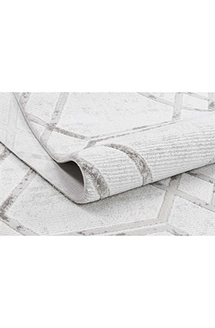 Modern Desenli Makine Dokuma Halı Gri Naz02 Gri