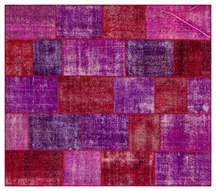 Modern El Dokuma Patchwork Halı Kırmızı Ölçü;210 x 237