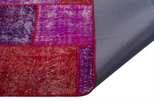 Modern El Dokuma Patchwork Halı Kırmızı Ölçü;210 x 237