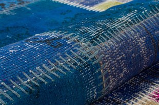 Modern El Dokuma Patchwork Halı Mavi Mozaik 4 m2 Ölçü;170 x 240