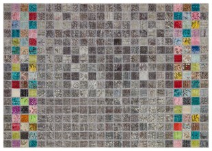 Modern El Dokuma Patchwork Halı Mozaik Detaylı Renkli 4 m2 Ölçü;170 x 240
