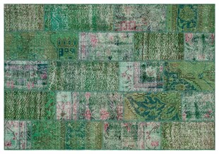 Modern El Dokuma Patchwork Halı Yeşil Ölçü;140 x 200