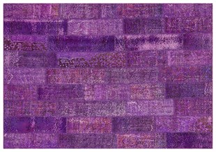 Modern El Dokuma Patchwork Halı Mor Kare Desenli 4 m2 Ölçü;170 x 240