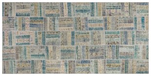 Modern El Dokuma Patchwork Halı Açık Mavi Ölçü;180 x 350