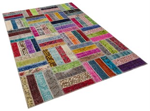 Modern El Dokuma Patchwork Halı Renkli 4 m2 Ölçü;170 x 240