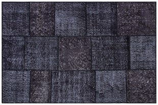 Modern El Dokuma Patchwork Halı Siyah Ölçü;120 x 180