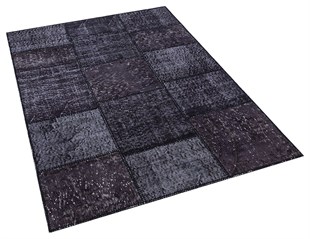 Modern El Dokuma Patchwork Halı Siyah Ölçü;120 x 180