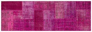 Modern El Dokuma Patchwork Halı Fuşya Ölçü;100x300