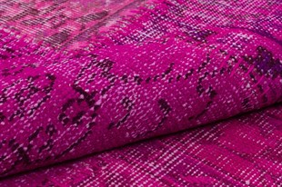 Modern El Dokuma Patchwork Halı Fuşya Ölçü;100x300