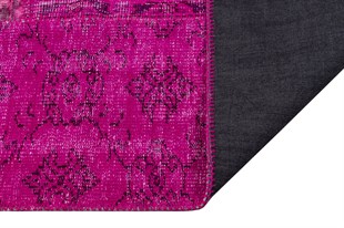 Modern El Dokuma Patchwork Halı Fuşya Ölçü;100x300