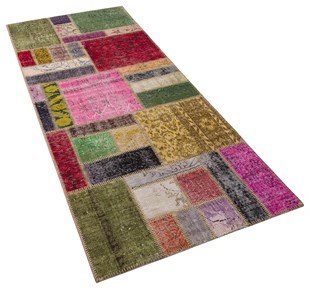 Modern El Dokuma Patchwork Halı Renkli Ölçü;100x250