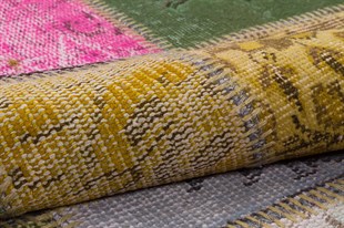 Modern El Dokuma Patchwork Halı Renkli Ölçü;100x250