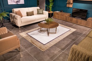 Modern Makine Halısı Yumuşak Yıkanabilir Riva Serisi Riva 8727 Kahverengi