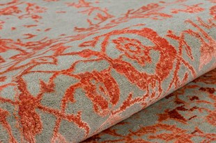 Avangart Tarzı Şık El Tezgah Dokuma Yün Halı SOPHISTICATE MB-303 GREN/ORNG