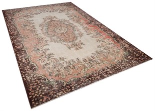 El Dokuma %100 Yün Türk Vintage Halı Yerli Üretim Ölçü;206 x 318