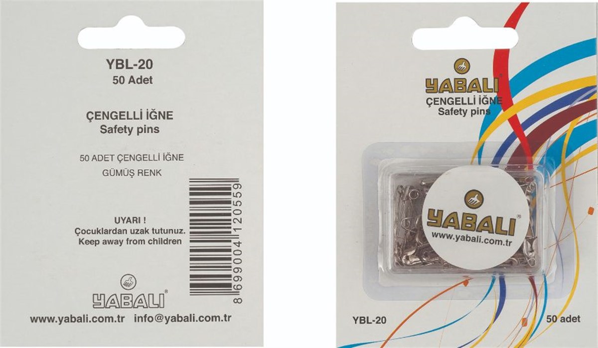 Yabalı 00 No Gümüş Renk Çengelli İğne 50'Li