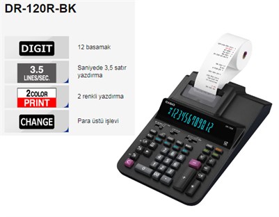 Casio DR-120 R 12 Digits Şeritli Hesap Makinesi