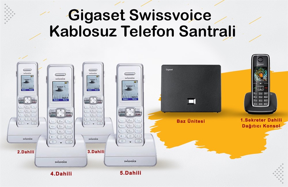 Gigaset C530 5 Dahili Swissvoice Telsiz Kablosuz Telefon Santrali