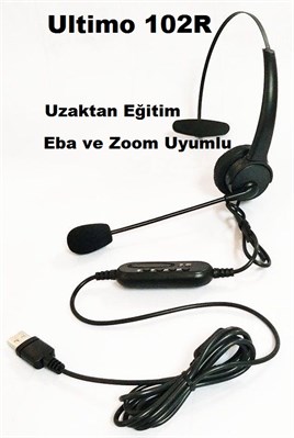Ultimo 102R USB Girişli Mikrofonlu Kulaklık Mono Eba Zoom Uyumlu