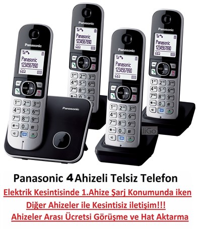 Panasonic KX-TG6814 4 Ahizeli Telsiz Telefon Siyah