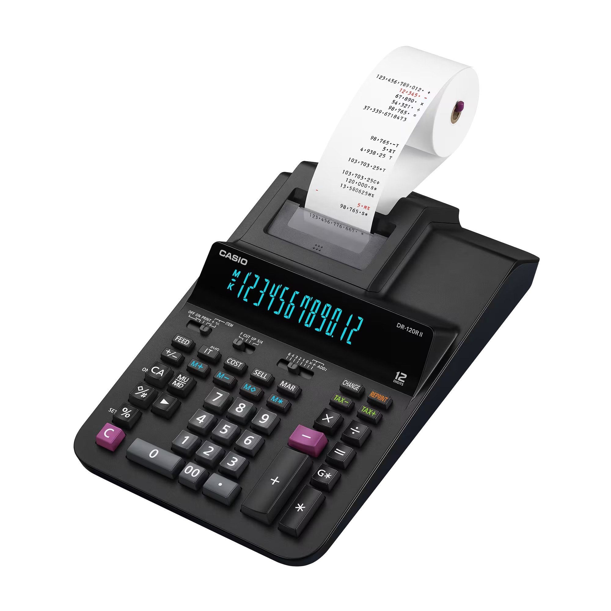 Casio DR-120R II-BK Şeritli Hesap Makinesi 12 Hane
