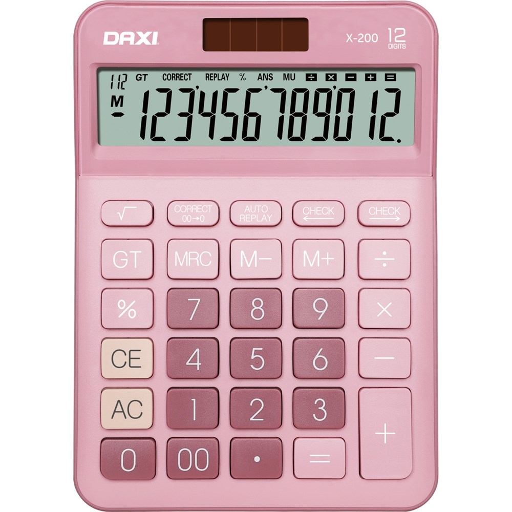 Daxi X-200 12 Haneli Masaüstü Hesap Makinesi Pembe