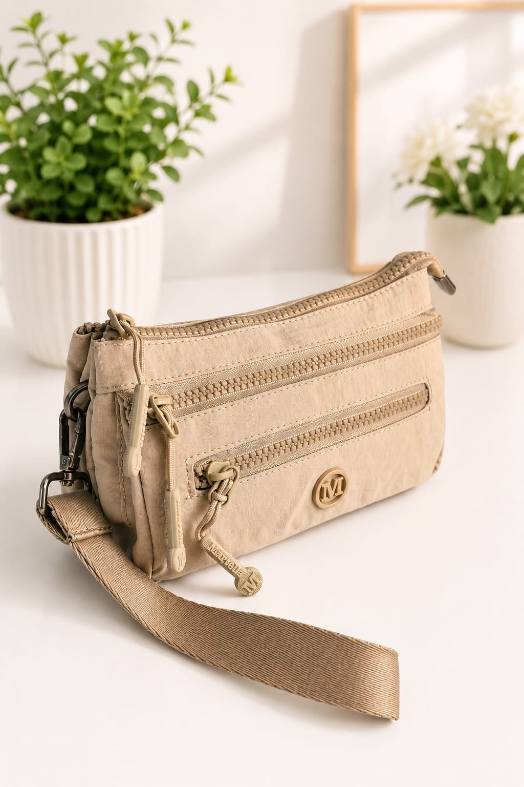 Martella Kipling Kumaş Clutch Çanta M113 Bej