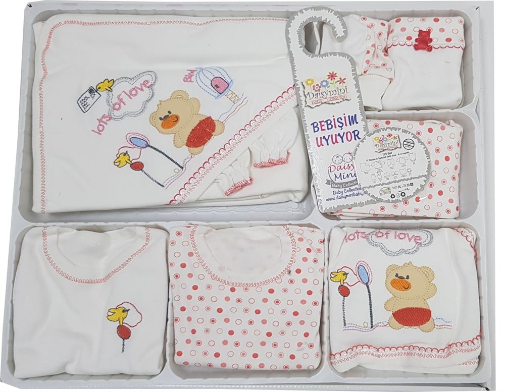 Daisymini Ayıcık Nakışlı Yenidoğan 11 Parça Hastane Çıkışı Seti