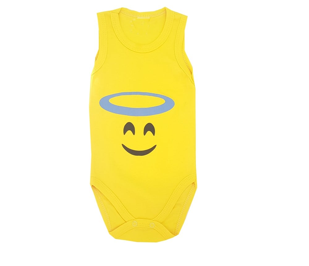 Feyzamavm Emoji Dönenceli Baskılı Baskılı Unisex Askılı Badi & Zıbın