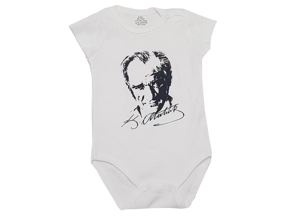Fuar Unisex Bebek Atatürklü Kısa Kollu  Çıt Çıtlı Zıbın
