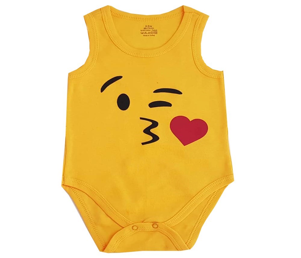 Fuar Unisex Kalp Emoji Askılı Çıt Çıtlı Bebek Zıbın