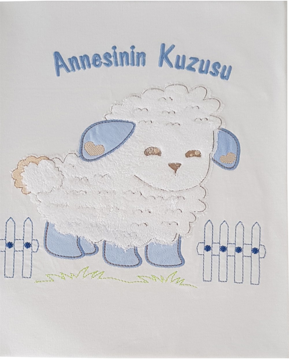 İzge Mavi Yazılı Annesinin Kuzusu Bebek Battaniye 