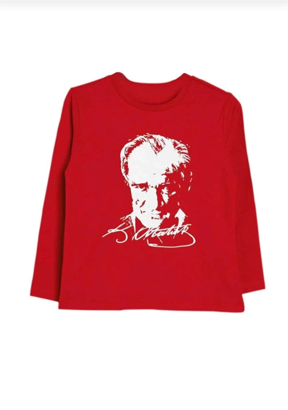 Kırmızı Uzun Kollu Atatürk Baskılı 18Mart-23Nisan- 19Mayıs Tişört