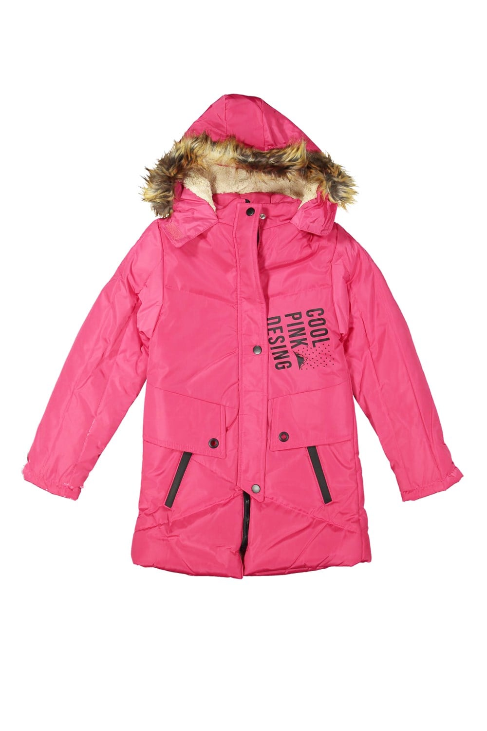 Kız Çocuk  Pembe Fermuarlı Garson Boy Mont