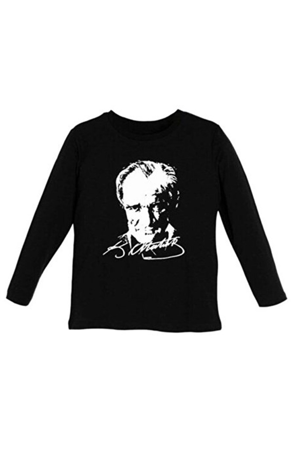 Kız & Erkek Siyah Uzun Kollu Atatürk Baskılı Tişört