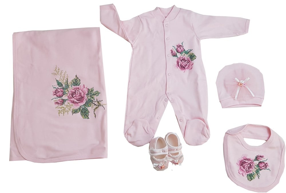 Monella 5 Parça İşlemeli Yenidoğan Bebek Hastane Çıkışı 0-3 Ay