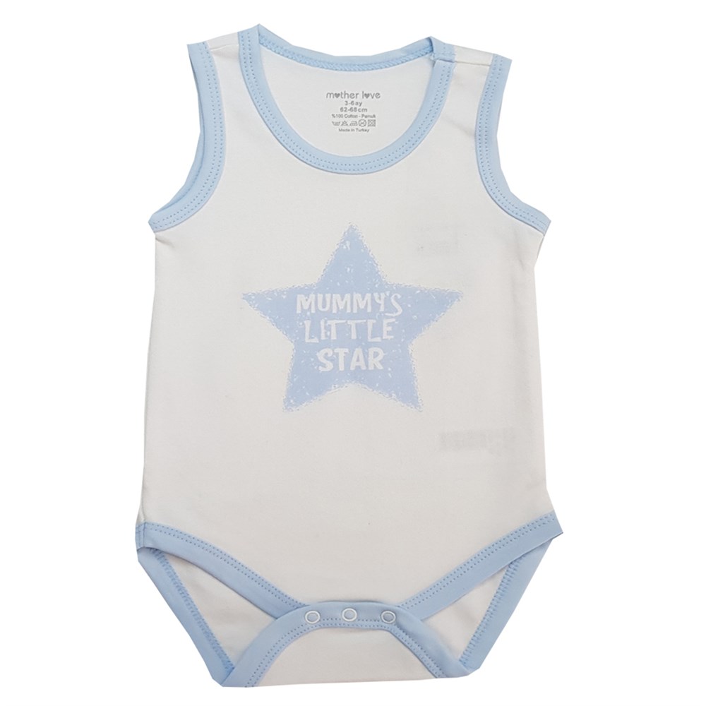 Mother Love Organik Yıldız Askılı Bebek Badi - Çıt Çıtlı Zıbın